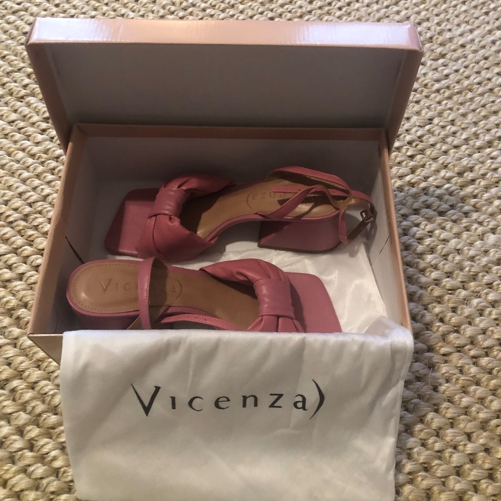 Vicenza Pink Knotted Ankle Strap Heels